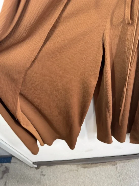 Workhall Brown Sleeveless Relaxed Fit Jumpsuit Tie Waist Wide Leg Minimalist - Picture 10 of 16